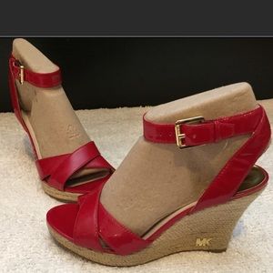 Michael Kors Red Espadrille Wedge Sandal 8.5